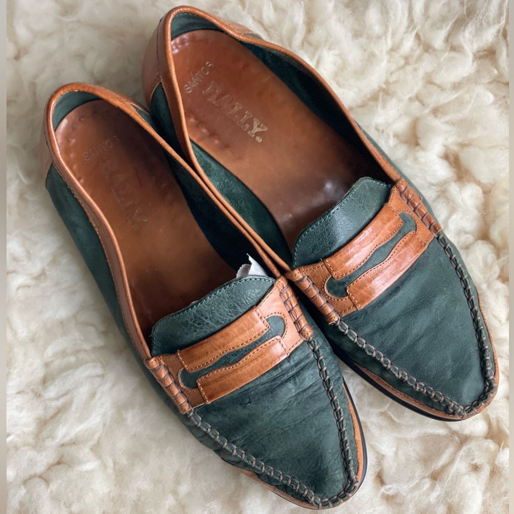 Bally Switzerland Moccasins, Brown Leather Shoes, Vintage Bally Santos Loafers,